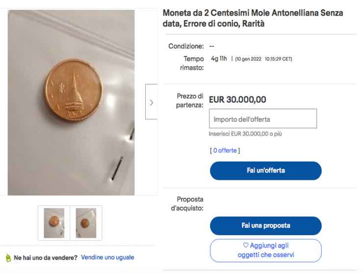 L'annuncio ebay con la richiesta di ben 30.000 euro | Ebay