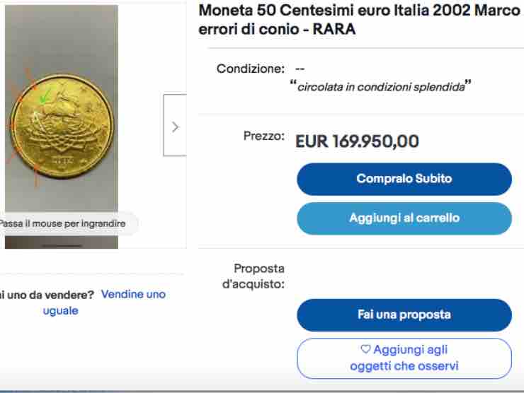 169.000 euro per una moneta da 50 centesimi... | Ebay