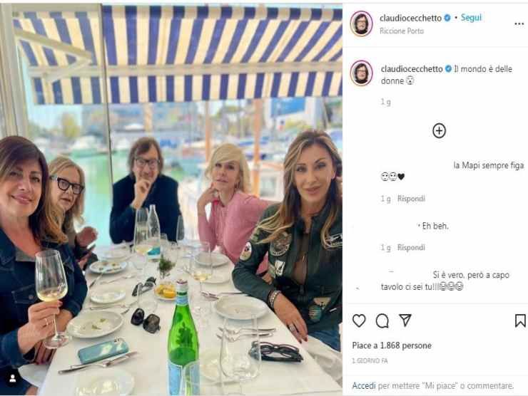 Claudio Cecchetto beato tra le donne (Instagram) 30.4.2022 newstv.it