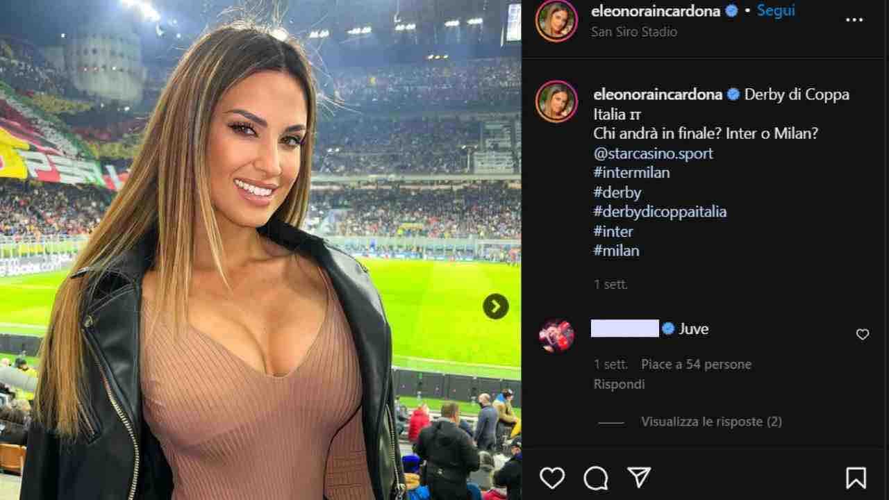 Eleonora Incardona al derby di Milano | Instagram