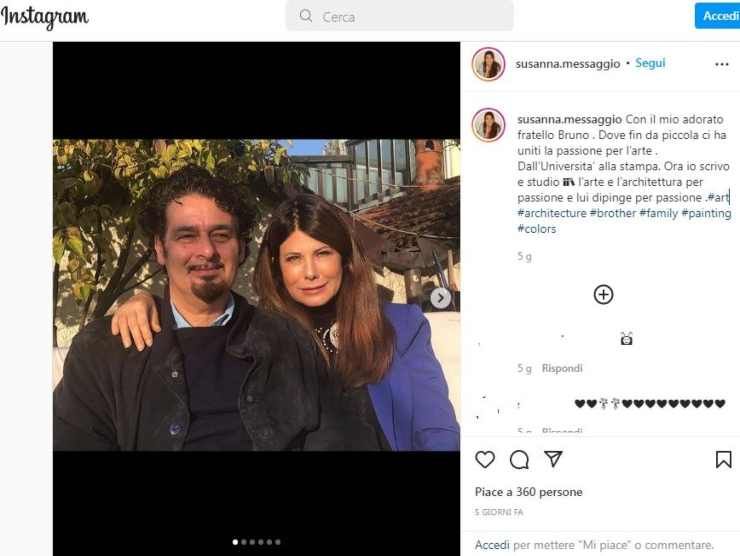 Susanna Messaggio con il fratello Bruno (Instagram) 5.4.2022 newstv.it