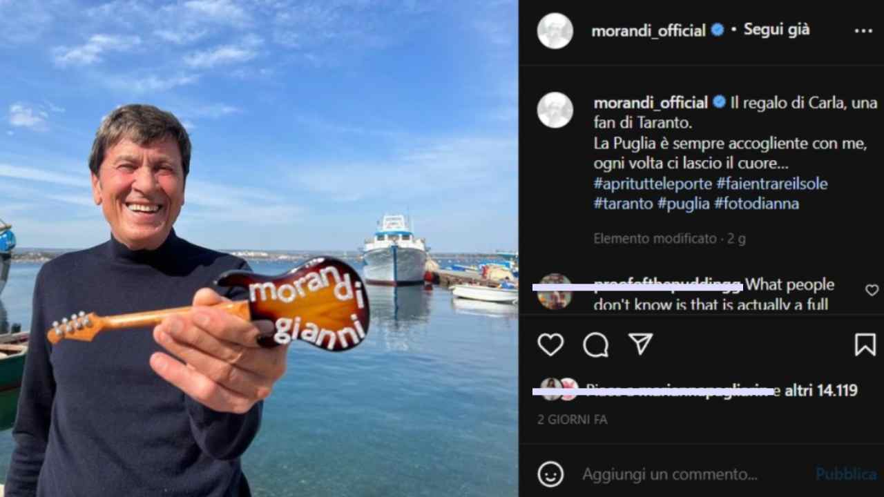 Gianni Morandi (Instagram) 6 maggio 2022 newstv.it