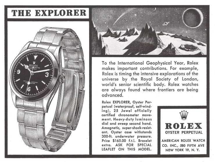 Una publicità vintage del Rolex Explorer | Web Source