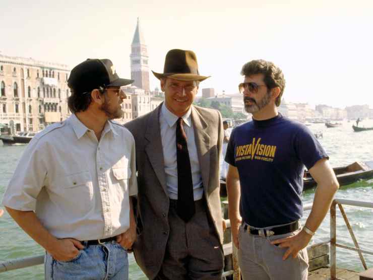 Harrison Ford, George Lucas e Steven Spielberg