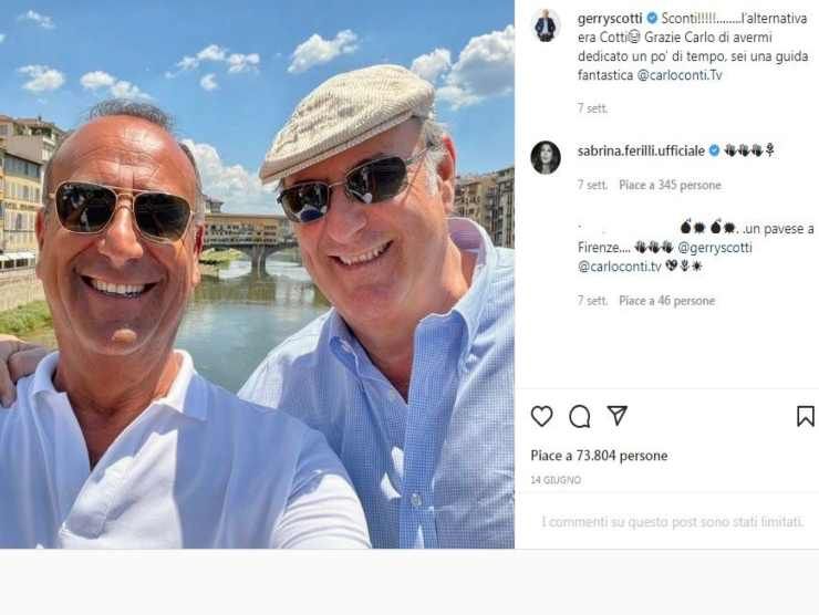 Gerry Scotti e Carlo Conti (Instagram) 3.8.2022 newstv