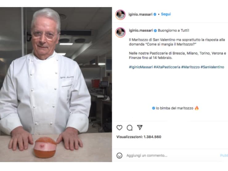 Iginio Massari prepara il maritozzo (fonte: instagram)