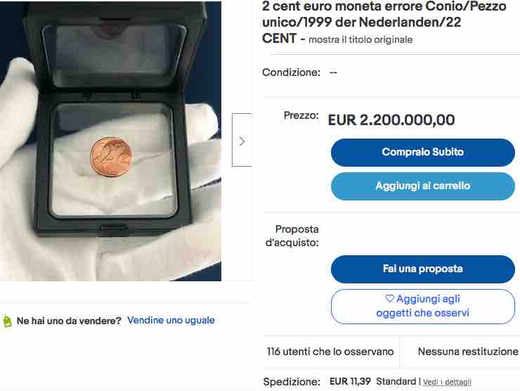 L'annuncio Ebay_ 2 milioni e 200mila gli euro richiesti | Ebay