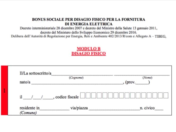 Bonus sociale per disagio fisico per la fornitura di energia elettrica (fonte: Arera.it)