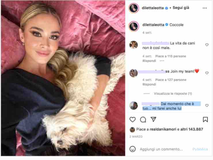 Diletta Leotta, coccola il suo bellissimo cagnolino | Instagram