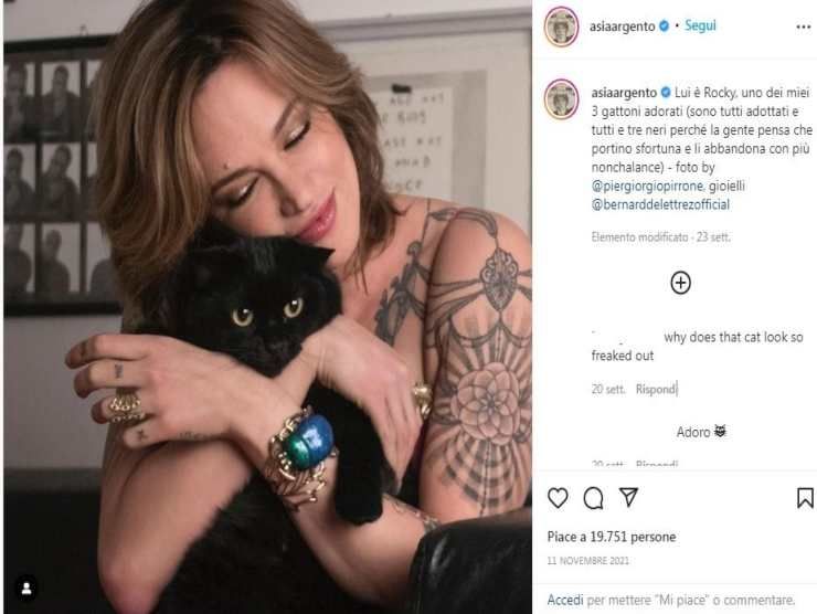 Asia Argento con Rocky (Instagram) 28.4.2022 newstv.it