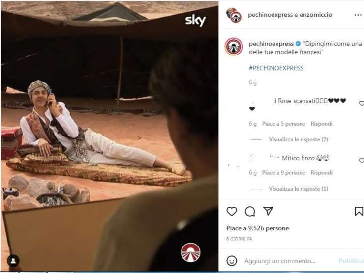 Enzo Miccio sul set di Pechino Express (Instagram) 28.4.2022 newstv.it