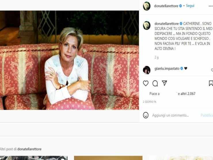 Il post di Donatella Rettore per Catherine Spaak (Instagram) 21.4.2022 newstv.it