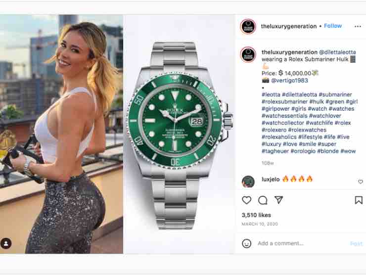 La dura vita dell'influencer. Ecco la Leotta che posa col suo Rolex. Regalato o comprato? | Facebook