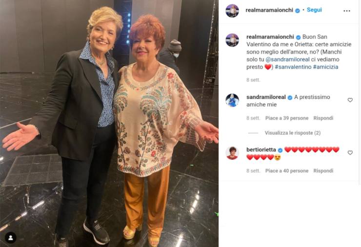 Mara Maionchi e Orietta Berti (via Instagram) 14.04.2022-newstv.it