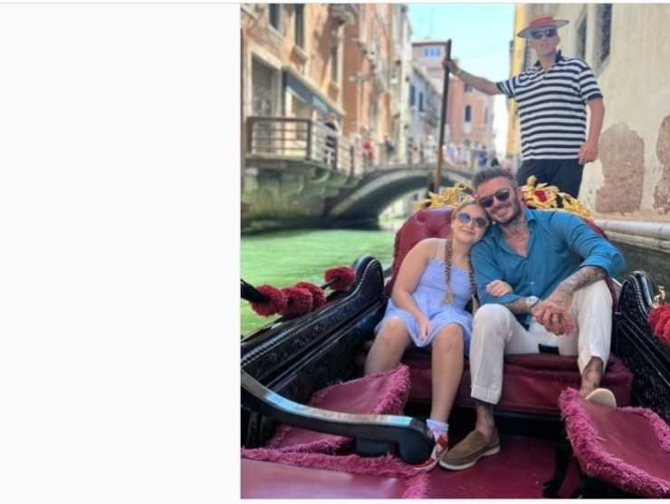 David Beckham con la figlia Harper (Instagram) 25.6.2022 newstv