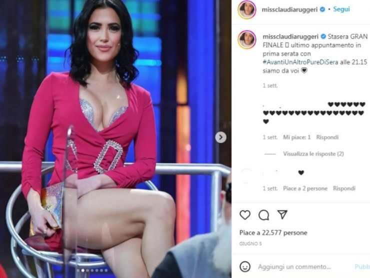 Miss Claudia Ruggeri nel corso dell'ultima puntata di Avanti un altro (web source) 15.6.2022 newstv