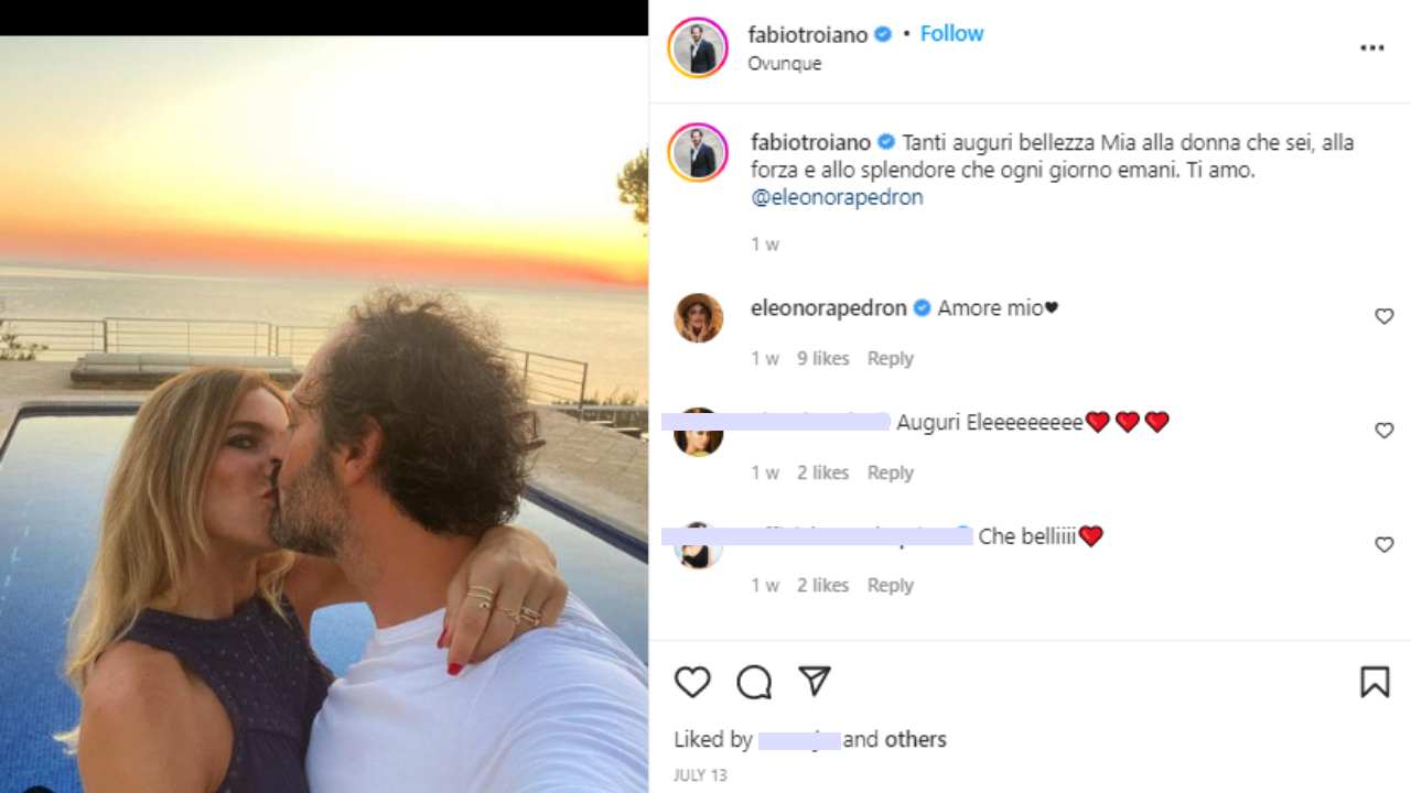 Fabio Troiano ed Eleonora Pedron (via Instagram) 26.07.2022-newstv.it