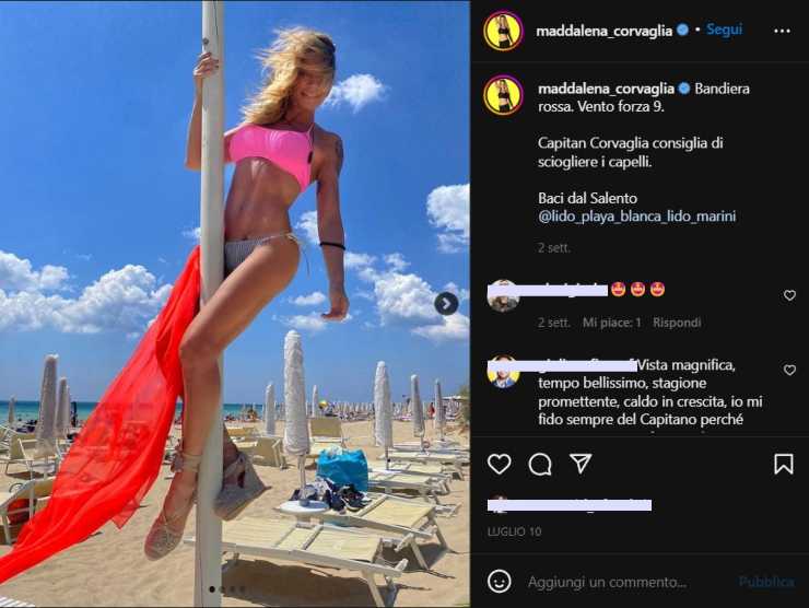 Maddalena Corvaglia (Instagram) 29 luglio 2022 newstv.it
