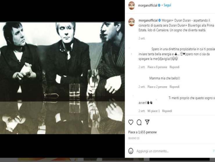 Morgan con i Duran Duran (Instagram) 13.7.2022 newstv