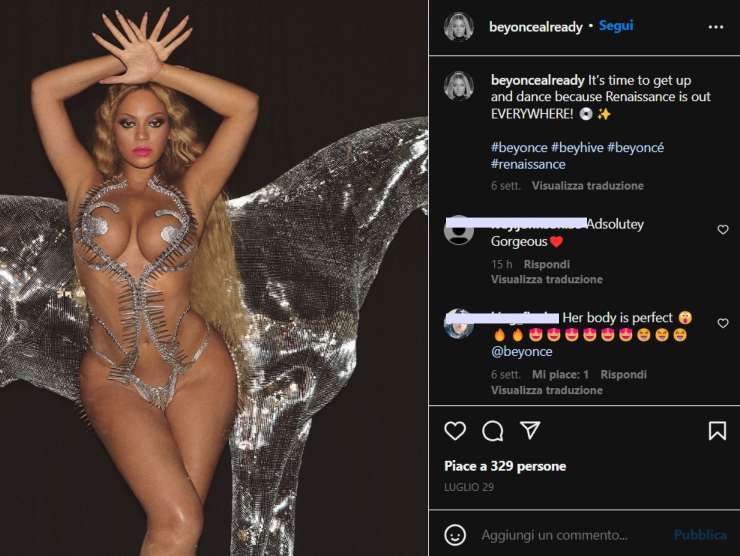 Beyonce (Instagram) 11 settembre 2022 newstv.it