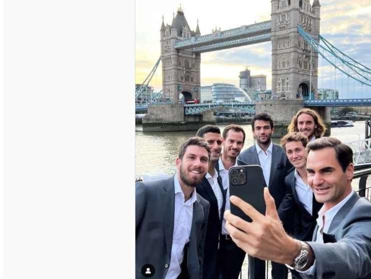 Matteo Berrettini al passo d'addio di Roger Federer (Instagram) 24.9.2022 newstv