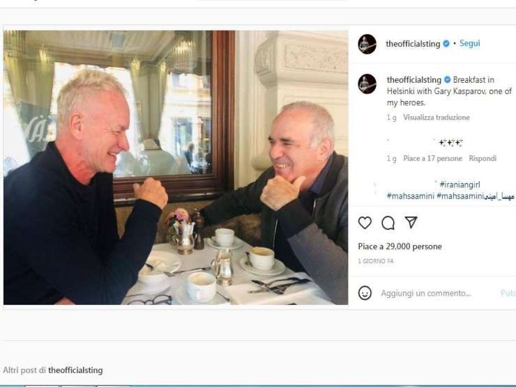 Sting con Garry Kasparov (Instagram) 24.9.2022 newstv