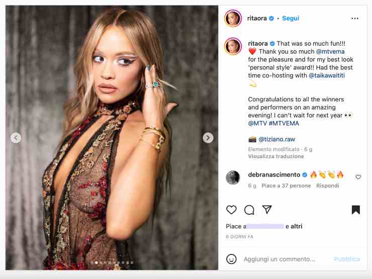 Rita Ora Instagram 26112022 newstv.it